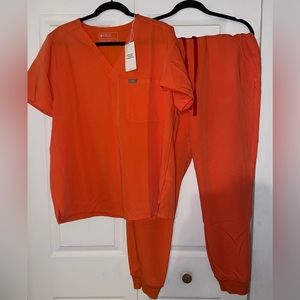 FIGS Sunset Orange jogger scrub set -XL